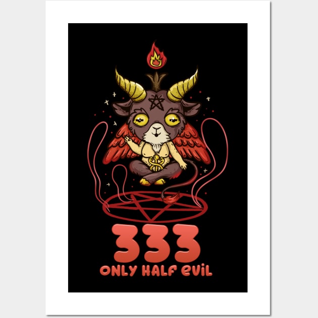 333 Half Evil - cute anime kawaii Baphomet T-Shirt Wall Art by biNutz